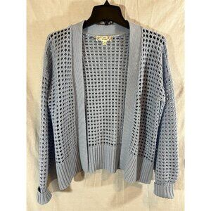 Pink Republic X-Small Long Sleeve Blue Open Knit Cardigan Sweater